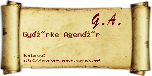 Györke Agenór névjegykártya